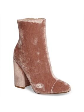 Kendall & Kylie Velvet Block Heel Ankle Boots in Mauve
